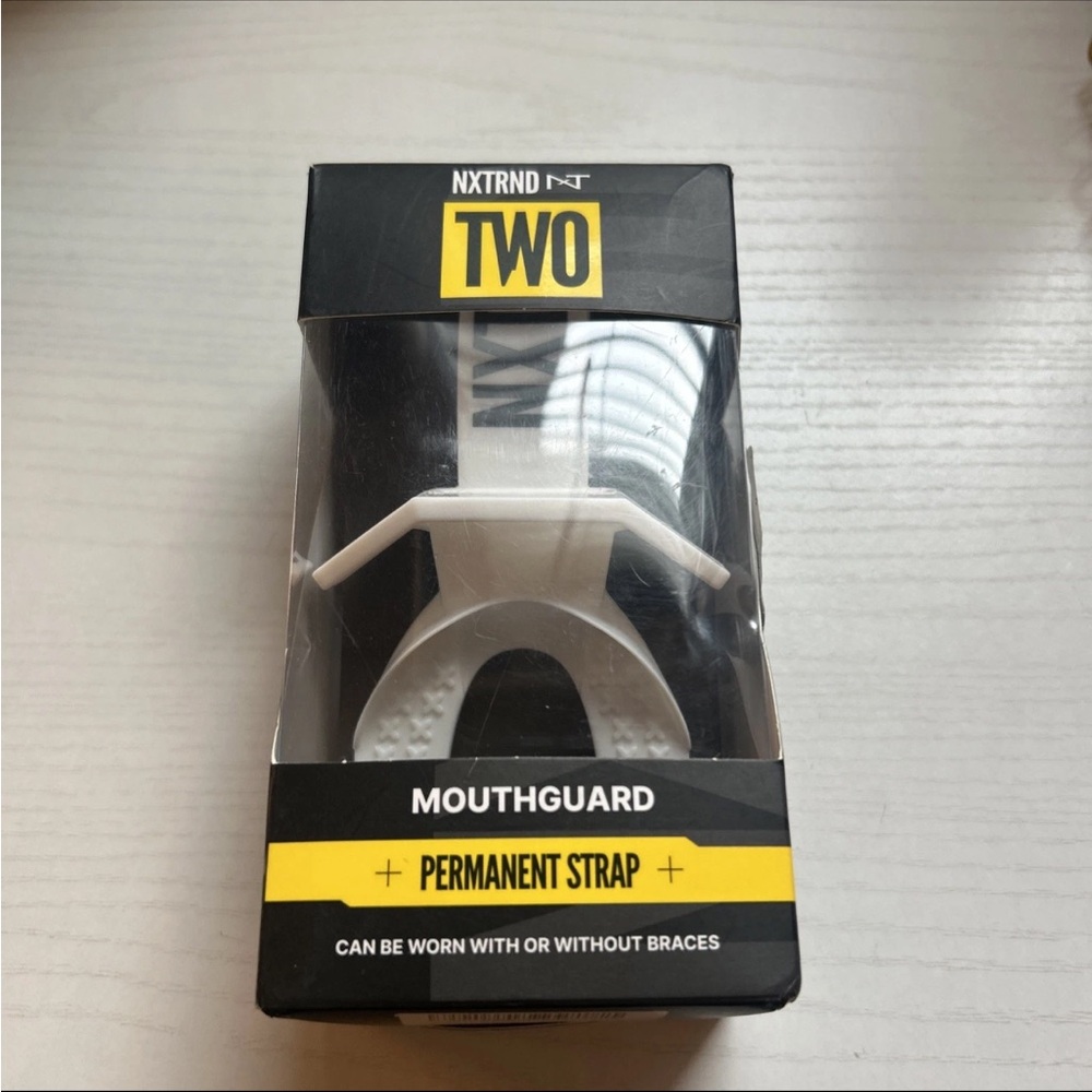Football Nxtrnd Mouth Guard Set with Strap for Adults and Youth - White